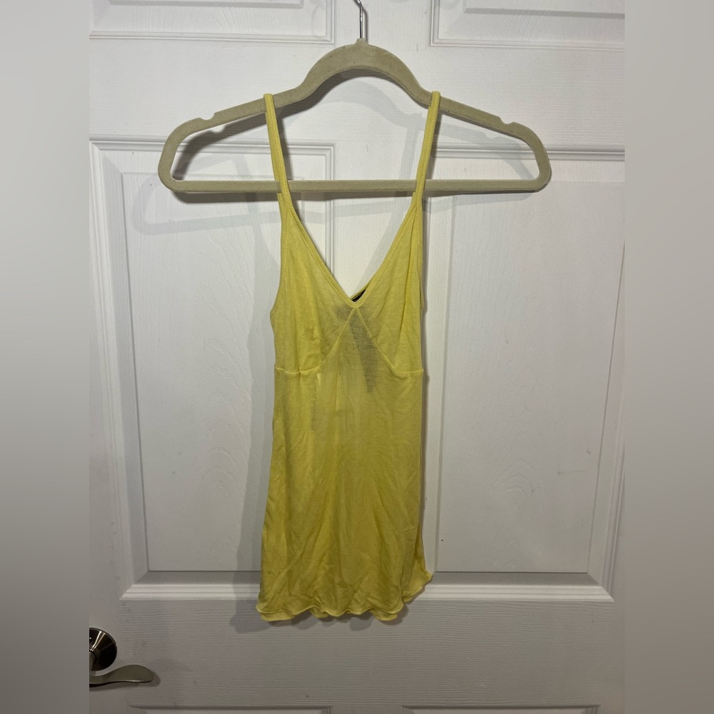 Yellow see through zara tank top